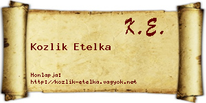 Kozlik Etelka névjegykártya
